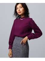 [L]【洗える】コンパクトツイル パールプルオーバー/ボルドー(064)