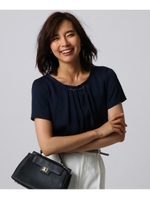 [L]【洗える】ジョーゼットプルオーバー/ネイビー(093)