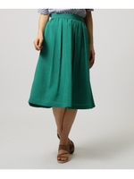 [L]【洗える】ミディ丈タックフレアスカート/グリーン(022)