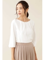 [TV着用][洗える]フルダルチュールブラウス/ホワイト(030)