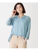 [WEB限定サイズあり]スキッパーブラウス(タンクトップ付)/ライトブルー(391)