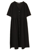・Vネックフロント釦ワンピース/ブラック