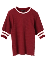 ・WEARS ラインリブフリルプルオーバー/ボルドー