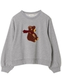 ・くまさん刺繍プルオーバー/杢ライトグレー