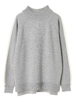 ・ハイネック袖ライン入プルオーバー/杢グレー