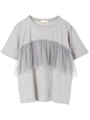 ・フロントチュールTシャツ/ライトグレー