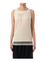 ◆〔洗える〕レース使いタンクトップ/ベージュ系(051)