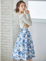 【10周年限定】花柄フレアスカート/ブルー