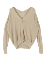 【2019SS先行販売】抜き襟ローゲージカーディガン/ベージュ