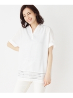 【2点セット】ドルマン裾はしごレースシャツ+タンクトップ/ホワイト系(002)