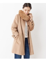 【4(LL)WEB限定サイズ】【スヌード付】ノーカラーコート/サンドベージュ(053)
