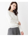 【42(LL)WEB限定サイズ・洗える】スリットボタンスリーブニット/ホワイト(002)