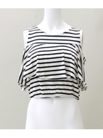 【ANAP USA】ボーダーオープンショルダートップス(別売りSETUP)/ブラック(027)