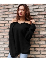 【ANAP】BACKクロスストラップVネックニットトップス/ブラック(027)