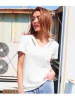 【ANAP】VネックカットオフTEE/ホワイト(001)