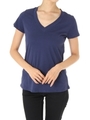 【AZUL BY MOUSSY】オーガニックコットンVネック半袖プルオーバー/NVY