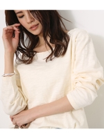 【AZUL BY MOUSSY】スラブ天竺ボートネックプルオーバー/O/WHT