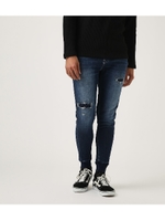 【AZUL BY MOUSSY】ドビーデニム スリムジョガーリメイクパンツ/D/BLU