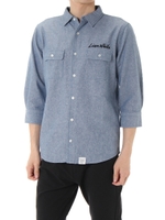 【AZUL BY MOUSSY】バンダナ切替シャンブレー7分袖シャツ/NVY