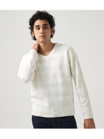 【AZUL BY MOUSSY】ブークレーシャドーボーダーVネックプルオーバー/WHT