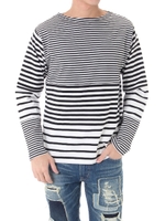 【AZUL BY MOUSSY】ランダム切替えボーダー長袖T/WHT