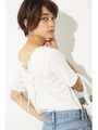 【AZUL BY MOUSSY】ワイドリブ2WAYレースアップ半袖プルオーバー/O/WHT