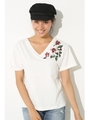【AZUL BY MOUSSY】花刺繍VネックTEE/O/WHT
