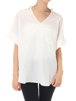 【AZUL BY MOUSSY】片ポケ半袖スキッパー/O/WHT