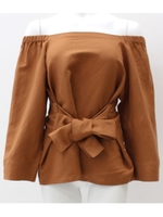 【Alluge】ウエストリボンポイントTOPS/ブラウン(015)