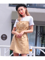 【CHILLE】Tシャツドッキングトレンチ風ワンピース/ベージュ(005)