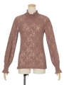 【F&A】ローズレースハイネックトップス/PINK BROWN