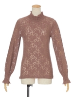 【F&A】ローズレースハイネックトップス/PINK BROWN