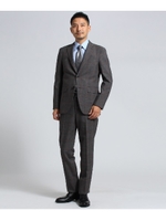 【PNJ】紡格子 2Bスーツ[ メンズ スーツ ]/チャコールグレー(214)