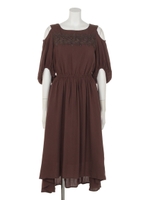 【Rew de Rew】オープンショルダーレース付ワンピース（8R05-07G428）/チャ