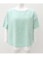 【Settimissimo】フリンジシャツレイヤード風プルオーバー/ミント(041)