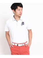 【UVカット】【吸水速乾】シャドーボーダー半袖ポロシャツ/ホワイト(001)