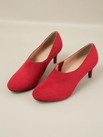 【WEB限定】6cmラウンドトゥショートブーツ/レッド