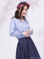 【WEB限定】Vカットスキッパーブラウス/ブルー
