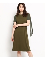 【WEB限定】【洗える】スリットワンピース/カーキ(027)