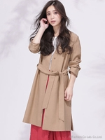 【WEB限定】ウエストリボンノーカラーコート/ベージュ