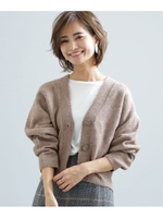 【WEB限定】キャメル混ショートボリュームニットカーディガン/ベージュ