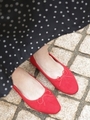 【WEB限定】ボアインソールフラットシューズ/レッド