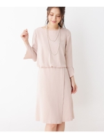 【WEB限定サイズあり・セレモニー対応】上品なフレアスリーブワンピース/ベビーピンク(071)