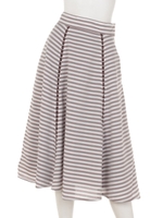 【an another angelus】はしごリボン使いストライプフレアースカート/BROWN×WH