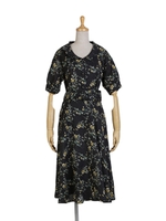 【an another angelus】ローズ柄シャツワンピース/BLACK