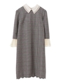 【sweetコラボアイテム】チェック襟付きワンピース/モノトーン