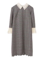 【sweetコラボアイテム】チェック襟付きワンピース/モノトーン