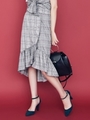【sw】パッチワークチェックイレヘムスカート/GRY