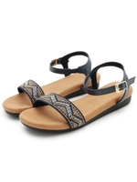 【高反発クッション】キラキラ幾何学柄ゴムベルトサンダル/ネイビー(093)