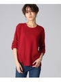 【洗える】アシンメトリーデザインニット/レッド(062)
